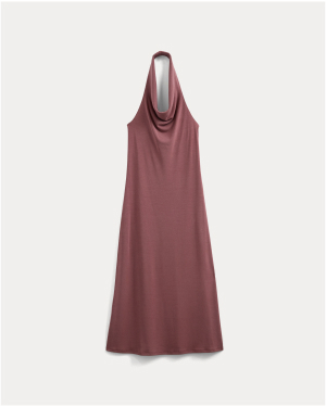 Image | Cowlneck Halter Dress in Butterknit | Washed Henna