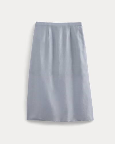 Image | Midi Skirt in Cotton-Silk Organza | Kentucky Blue