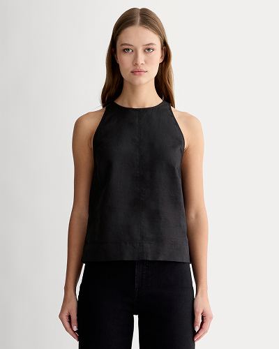 Image | Model | The Linen High-Neck Tank | Black