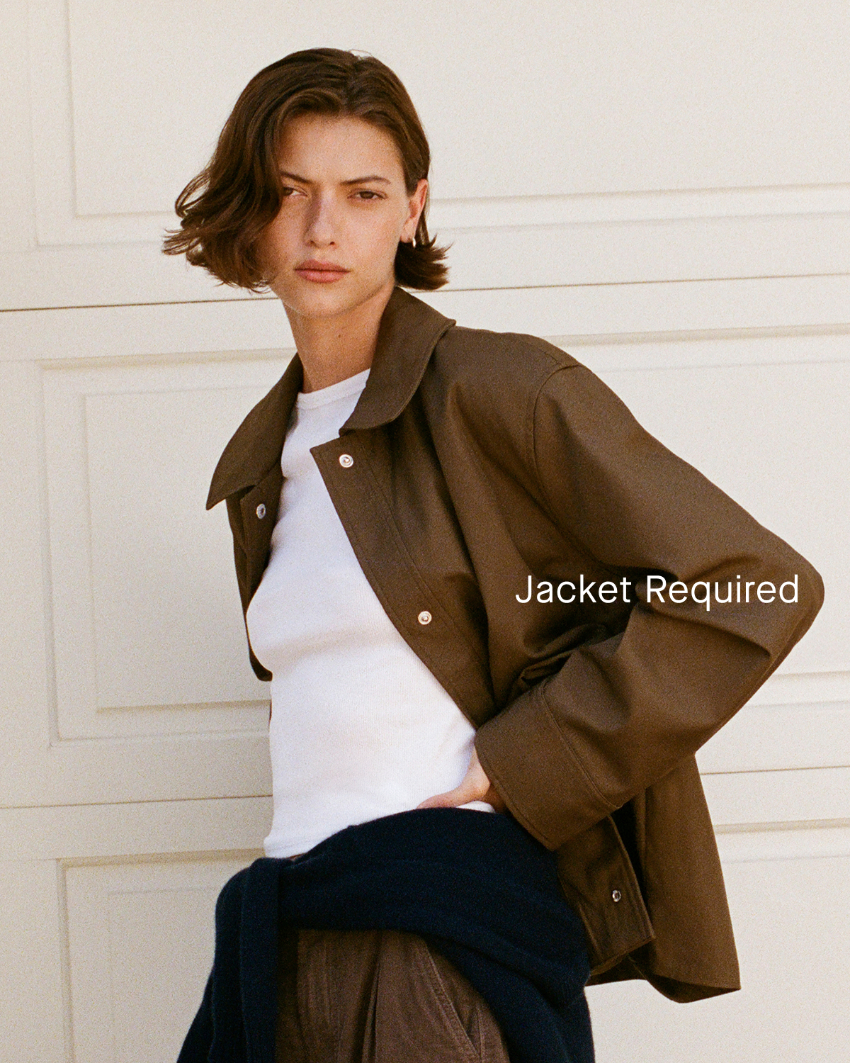 Editorial Image | Jacket Required | Model wearing Organic Cotton Twill Field Jacket | Coffee Bean