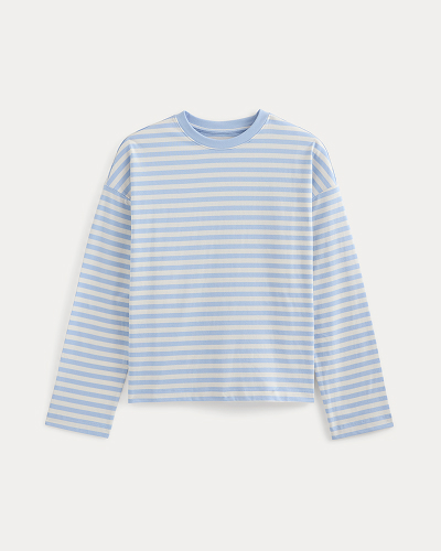 Image | Forever Jersey Boxy Long-Sleeve Crew | Cashmere Blue / Bone 
