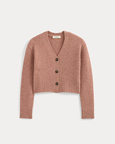 Image | High V Cropped Cardigan in Alpaca | Rose