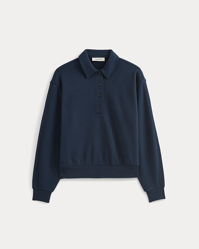Image | Lightweight Terry Polo Sweatshirt | Navy