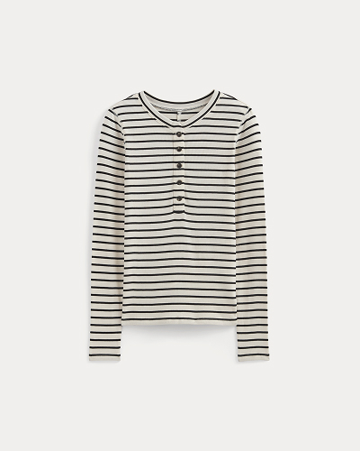 Image | The Luxe Rib Henley | Bone / Black