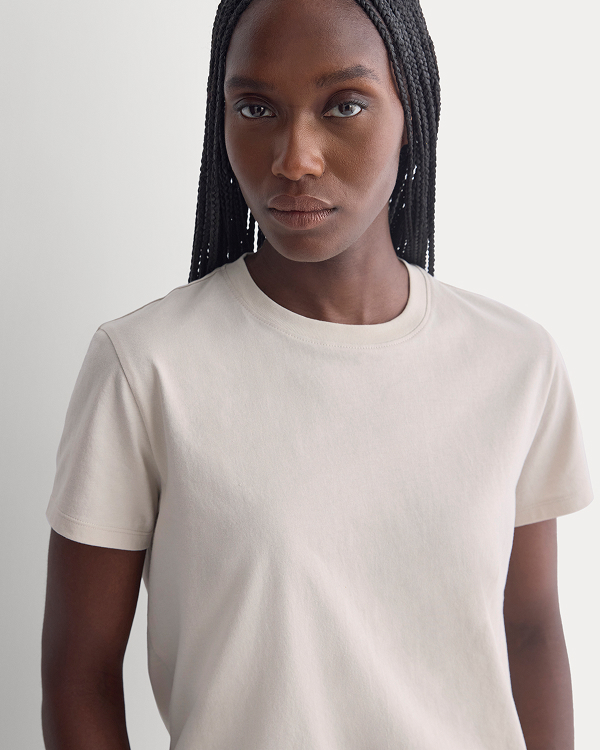 Image | Model wearing The Box-Cut Tee in Essential Cotton | Peyote
