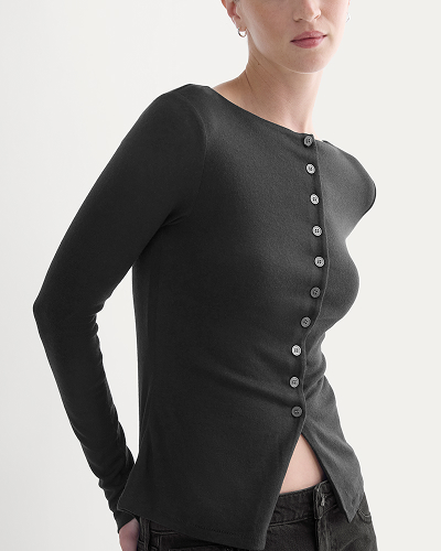 Image | Button-Up Top in Butterluxe | Black