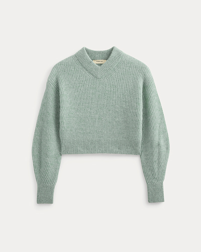 Image | Cropped Cocoon Sweater in Alpaca | Heather Gray Mist
