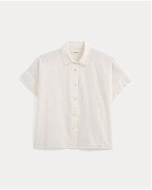 Image | Scalloped-Collar Square Shirt | Bone