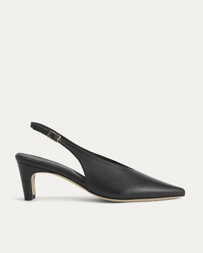 Image | Pointed-Toe Slingback Heel | Black 