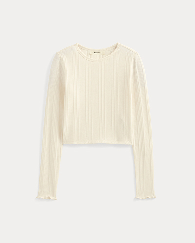 Image | Lounge Rib Cropped Shirt | Bone