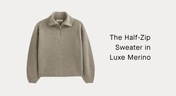Image | The Half-Zip Sweater in Luxe Merino | Heather Soft Taupe