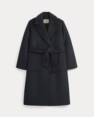 Image | ReWool Belted Blanket Coat | Deep Navy