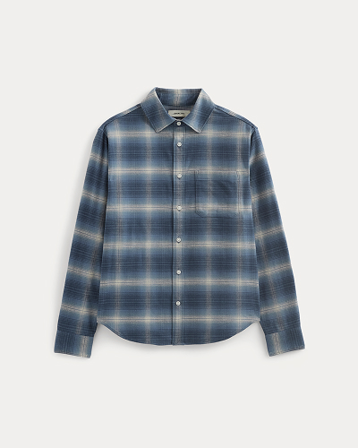 Image | Brushed Flannel Shirt | Blue Ombre Plaid
