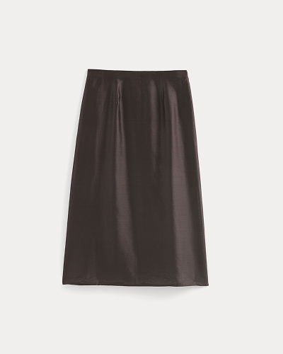 Image | Midi Skirt in Cotton-Silk Organza | Dark Chocolate