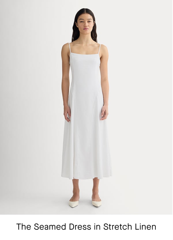 [Image] The Seamed Dress in Stretch Linen | White