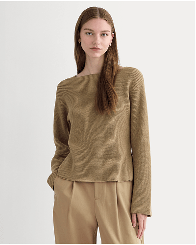 Image | The Boatneck Top in Everyday Cotton | Dark Heathered Camel