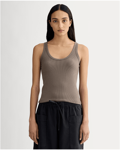 [Image]The Shimmy Scoop-Neck Tank | Taupe