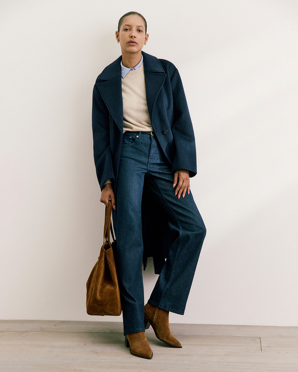 Image | Cashmere Slim Crew Sweater | Heather Light Camel