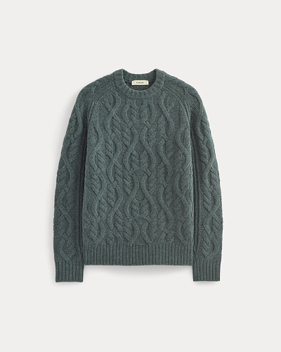 Image | Cable Knit Crew in Luxe Merino | Heather Midnight Navy