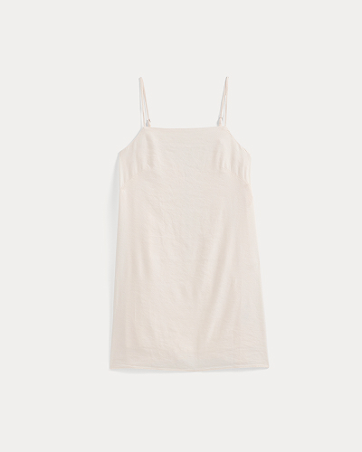Image | Mini Shift Dress in Stretch Linen | Bone