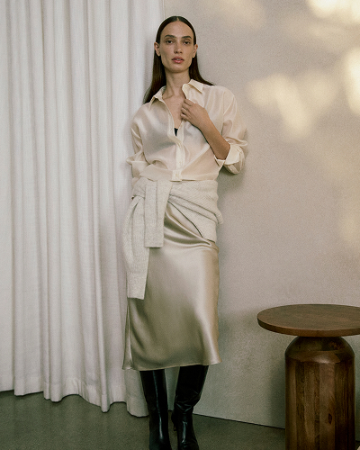 Image | Slip Skirt in Silk Charmeuse | Peyote