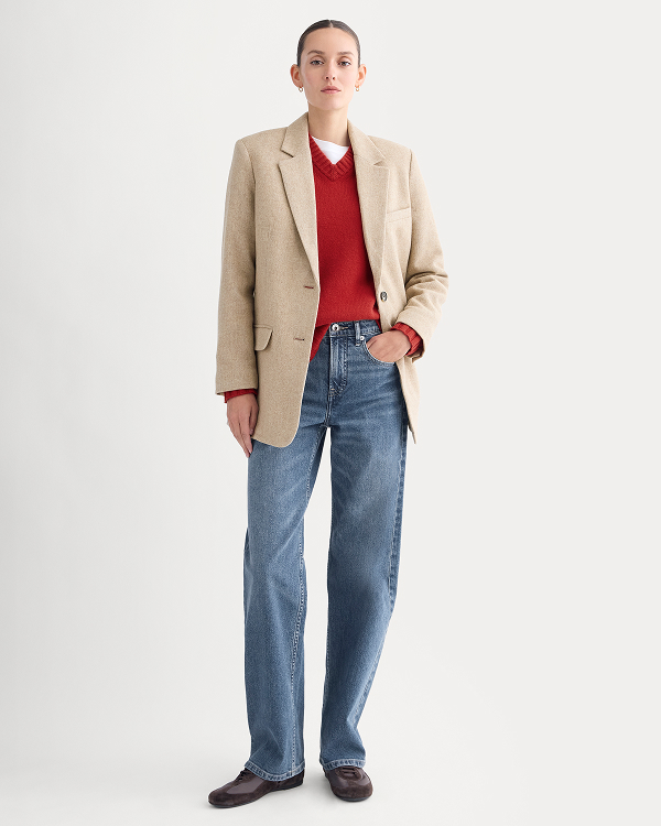 Image | The Oversized Blazer in Wool | Taupe Herringbone