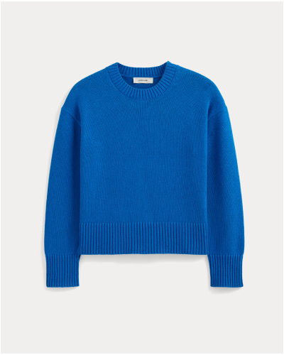 Image | Oversized Cocoon Crew in Elevated Cotton | Estate Blue
