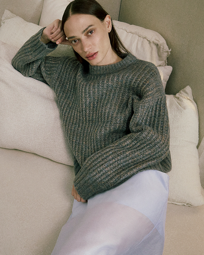 Image | Midi Skirt in Cotton-Silk Organza | Kentucky Blue