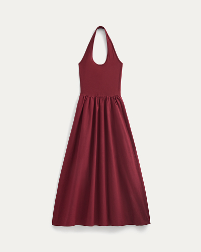 Image | Halter Dress in Ultrasoft Cotton | Pomegranate
