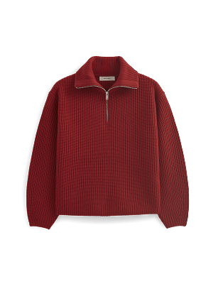 Image | Half-Zip Sweater in Luxe Merino | Berry Red