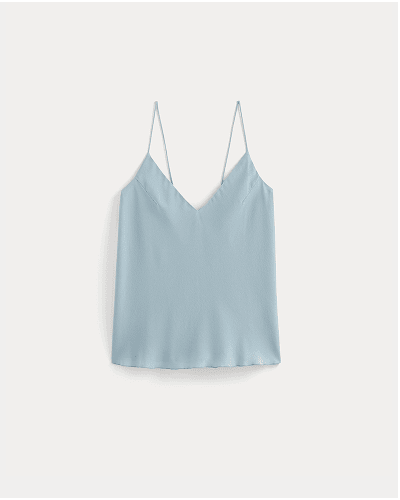 Image | The Tie Back Cami in Washable Silk | Soft Blue