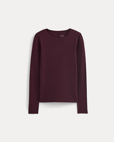Image | The Luxe Rib Long-Sleeve Crew | Heathered Port Royale