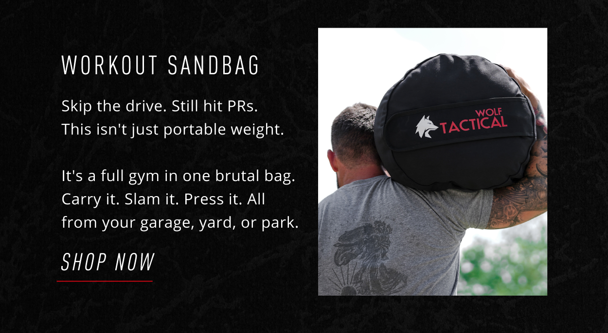 SHOP WORKOUT SANDBAG                Skip the drive. Still hit PRs. This isn't just portable weight.   It's a full gym in one brutal bag. Carry it. Slam it. Press it. All from your garage, yard, or park.