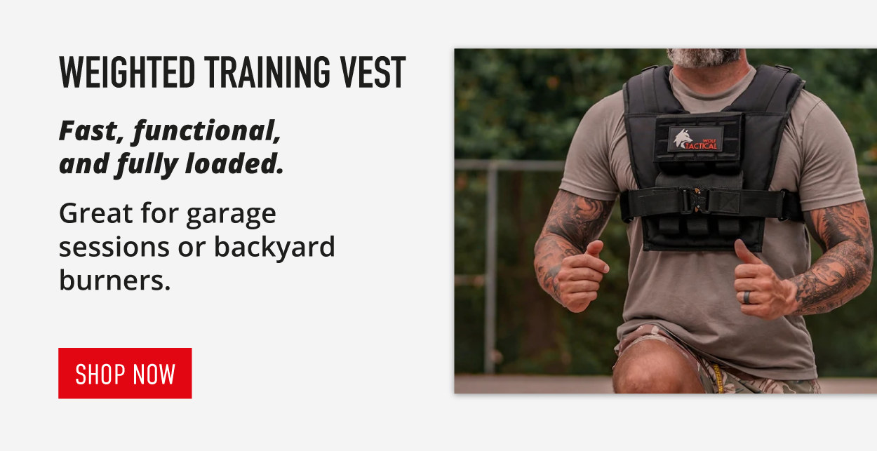 Shop Weighted Training Vest.  Fast, functional, and fully loaded. Great for garage sessions or backyard burners.