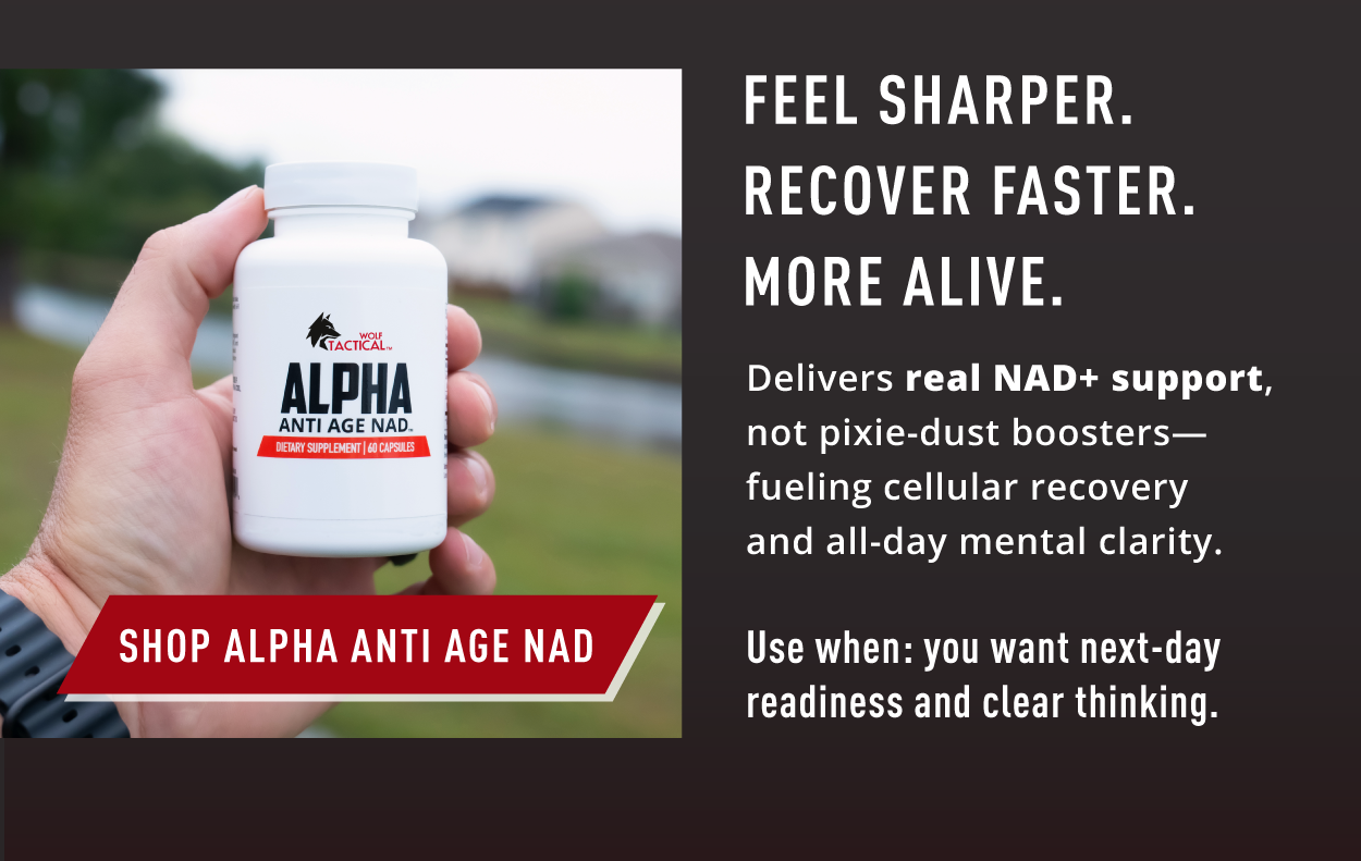 Feel sharper. Recover faster. More alive. Delivers real NAD+ support, not pixie-dust boosters- fueling cellular recovery and all-day mental clarity.                 SHOP ALPHA ANTI AGE NAD                 Use when: you want next-day readiness and clear thinking.  