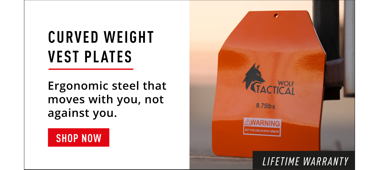 Curved Weight Vest Plates.  Ergonomic steel that moves with you, not against you.    SHOP NOW