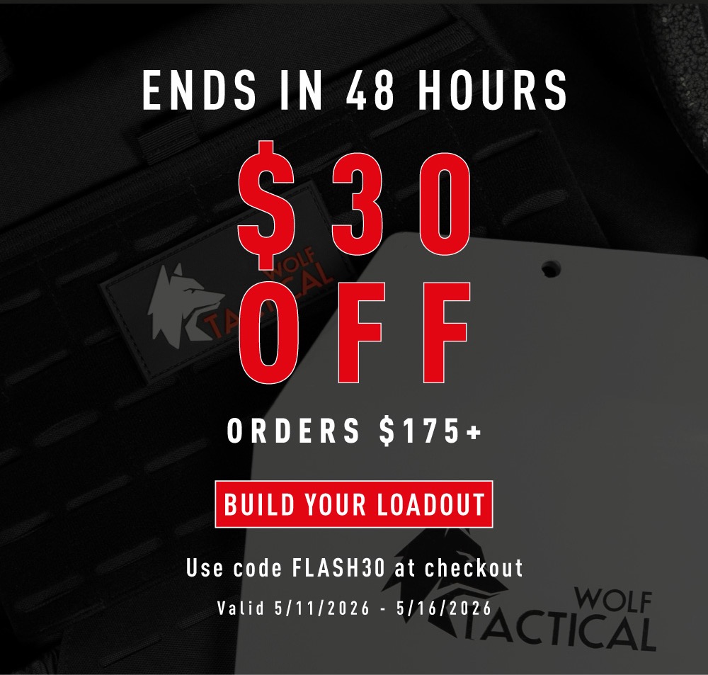 ENDS IN 48 HOURS. $30 OFF Orders $175+. BUILD YOUR LOADOUT. Use code FLASH30 at checkout. Valid 5/11/2026-5/16/2026.