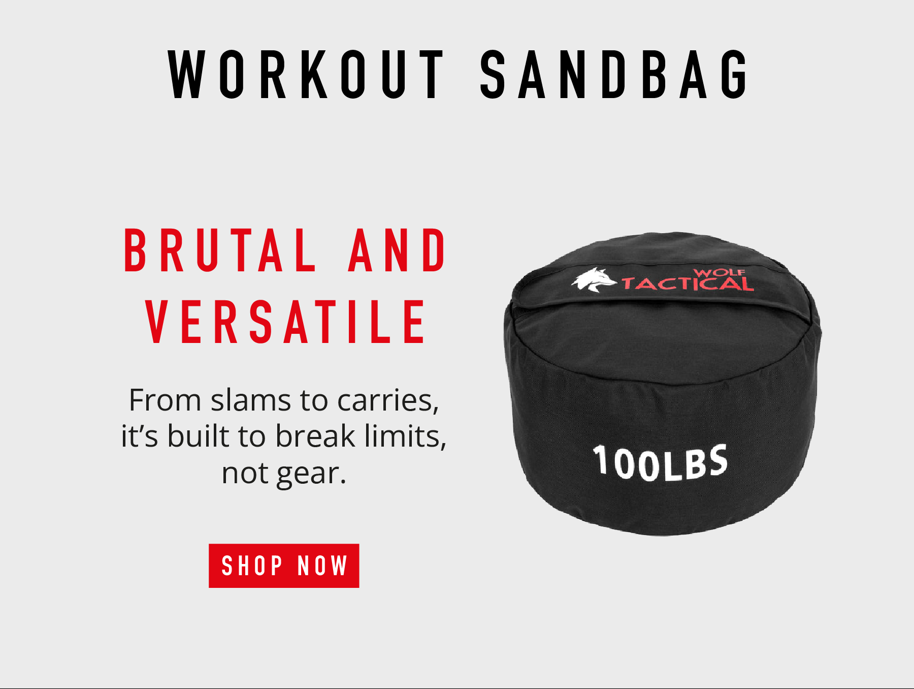 WORKOUT SANDBAG  BRUTAL AND VERSATILE From slams to carries, it's built to break limits, not gear.  SHOP NOW