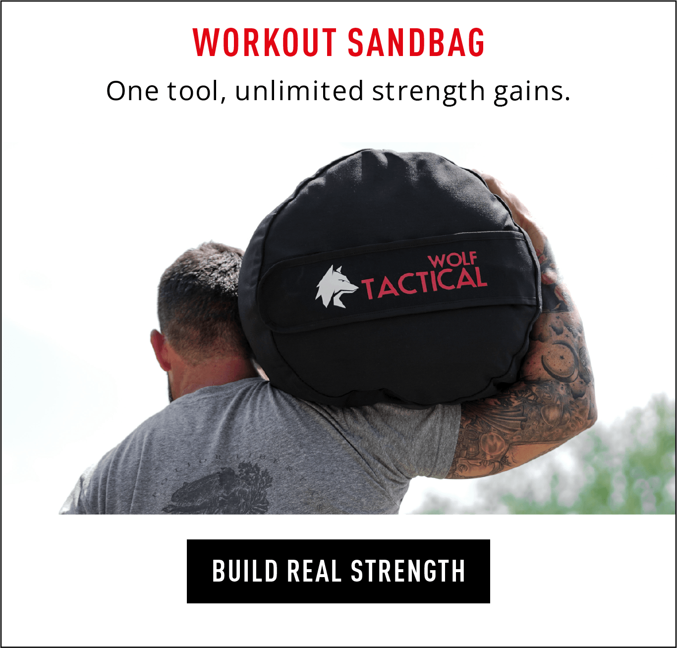 Workout Sandbag.   One tool, unlimited strength gains.   Build real strength. 