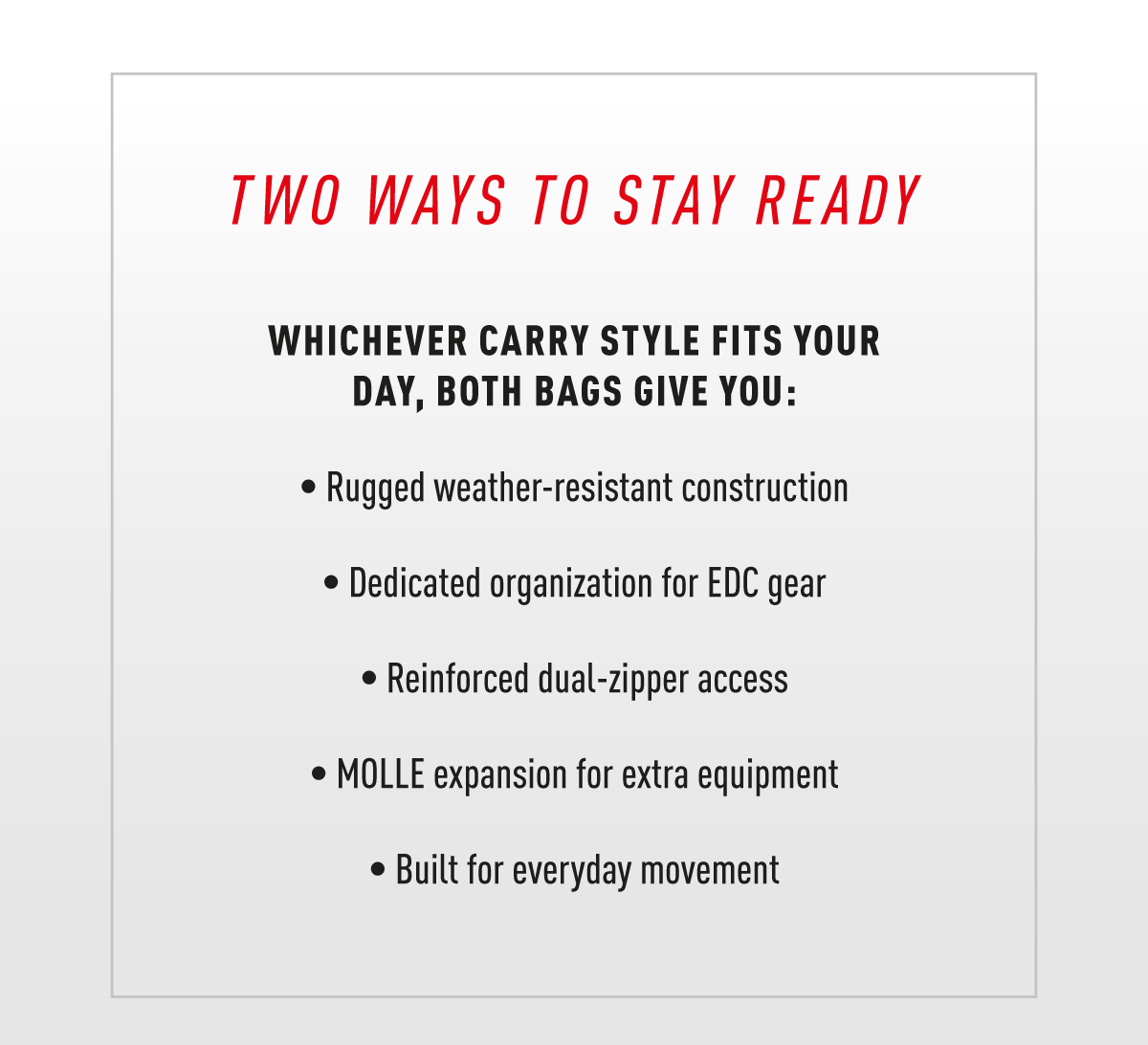TWO WAYS TO STAY READY