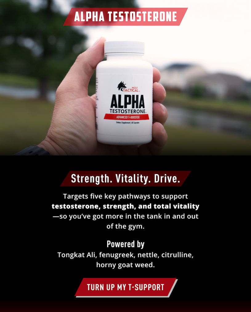 Alpha Testosterone.         Strength. Vitality. Drive.      Targets five key pathways to support testosterone, strength, and total vitality- so you've got more in the tank in and out of the gym.        Powered by Tongkat Ali, fenugreek, nettle, citrulline, horny goat weed.               Turn up my T-Support