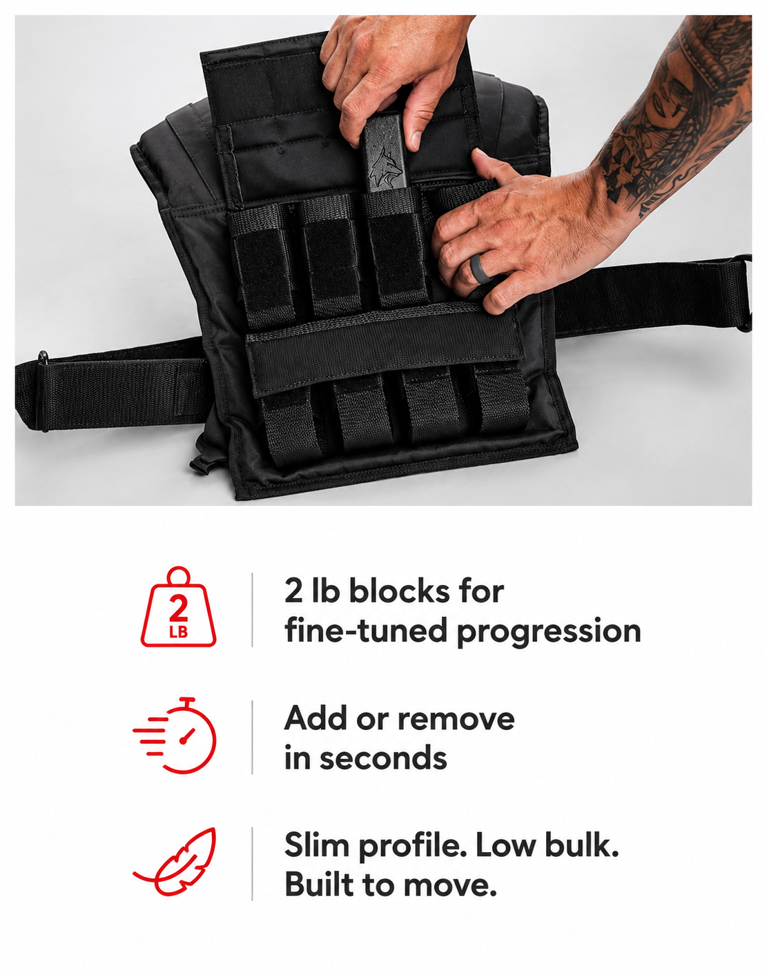 Every rep. Precisely Loaded. ✅ 2 lb blocks for fine-tuned progression ✅ Add or remove in seconds, no straps, no bounce ✅ Slim profile, low bulk, high grind