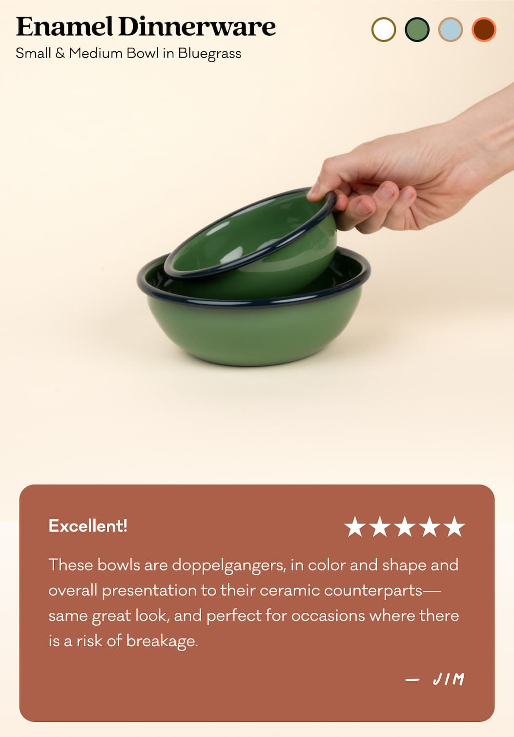 Enamel Dinnerware - Small & Medium Bowl in Bluegrass