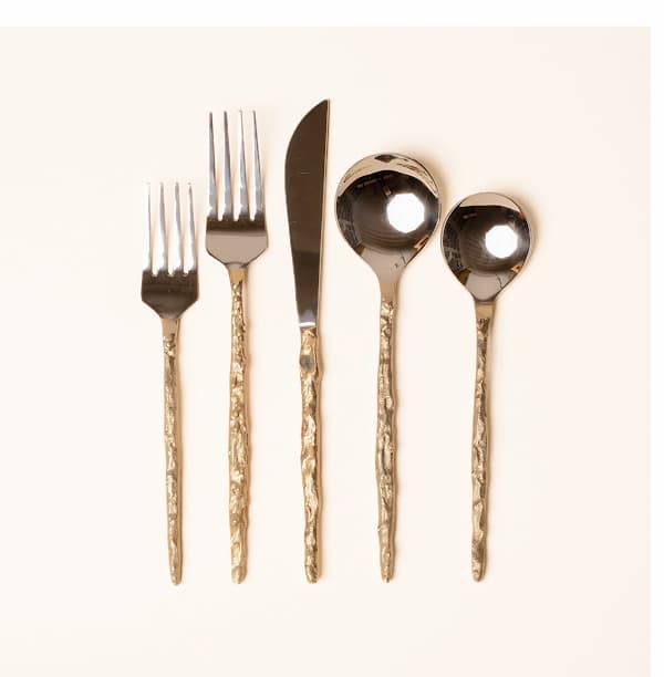 Sand Drip Brass Flatware