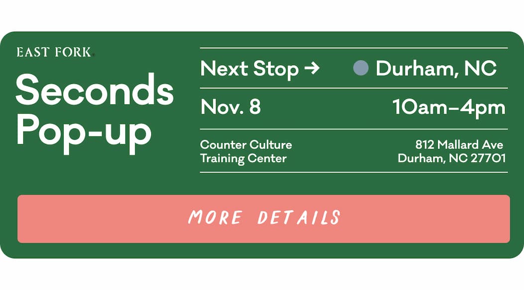 Seconds Pop-up Next Stop - Durham, NC, Nov. 8, 10am-4pm - More Details