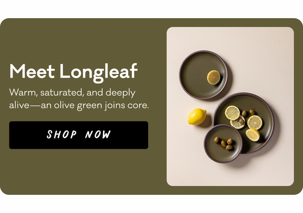 Meet Longleaf - Warm, saturated, and deeply alive—an olive green joins core. Shop Now
