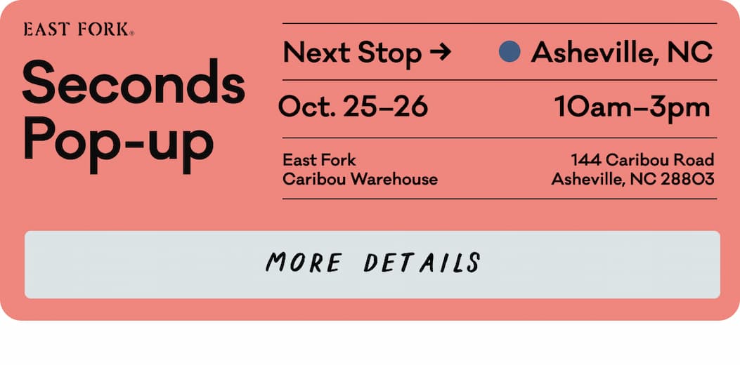 Seconds Pop-up - Asheville, NC - October 25-25 10am-3pm - More Details