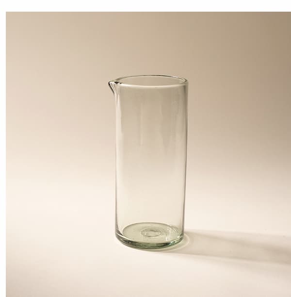 Hand blown clear glass pitcher