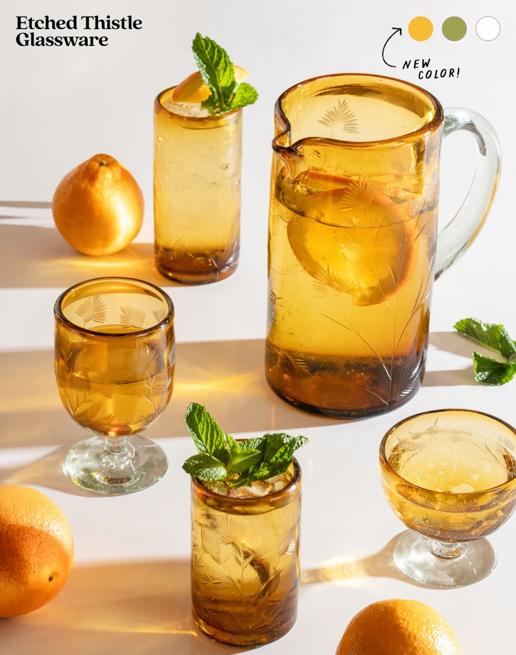 Etched Thistle Glassware