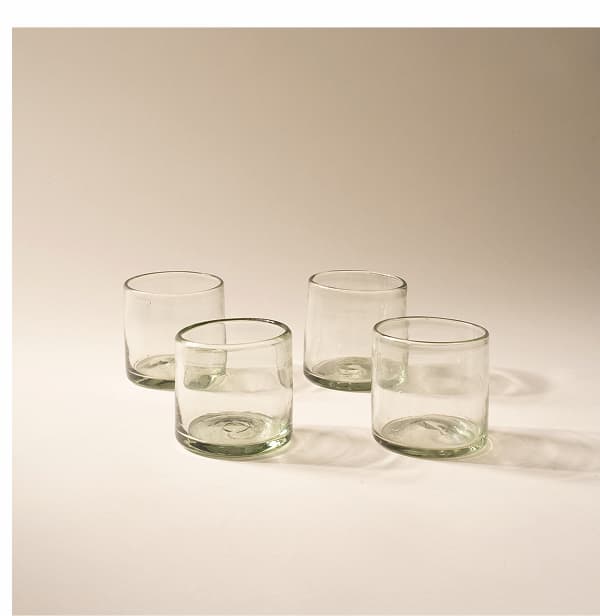 Hand blown glass tumblers